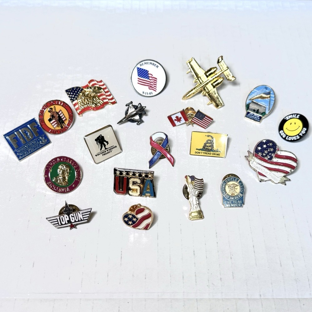 VTG Lapel Pins US Military MAGA NRA AIR FORCE FIDF WWP USA 9-11 Liberty Patriot+